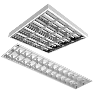 LUMINÁRIA DE EMBUTIR T8 COM ALETAS PLANAS BRANCAS