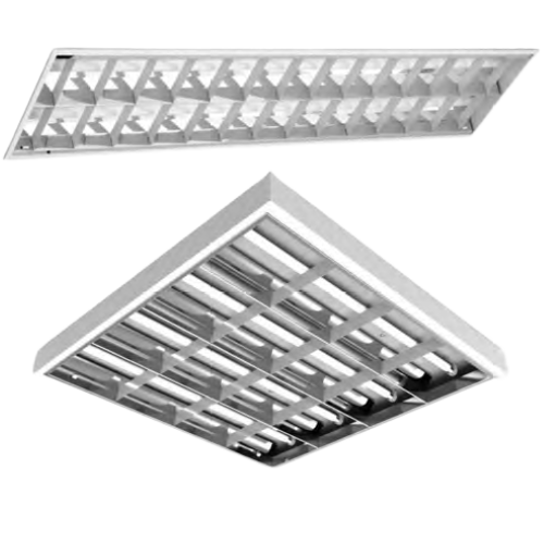 LUMINÁRIA DE SOBREPOR T8 COM ALETAS PLANAS BRANCAS