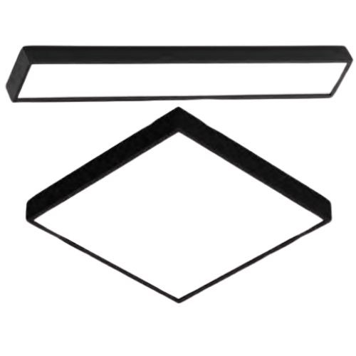 LUMINÁRIA DE EMBUTIR T8 PRETA HERMÉTICA COM TAMPA E DIFUSOR TRANSLUCIDO